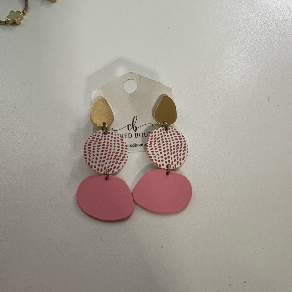 Pink and Gold Dangle Earrings